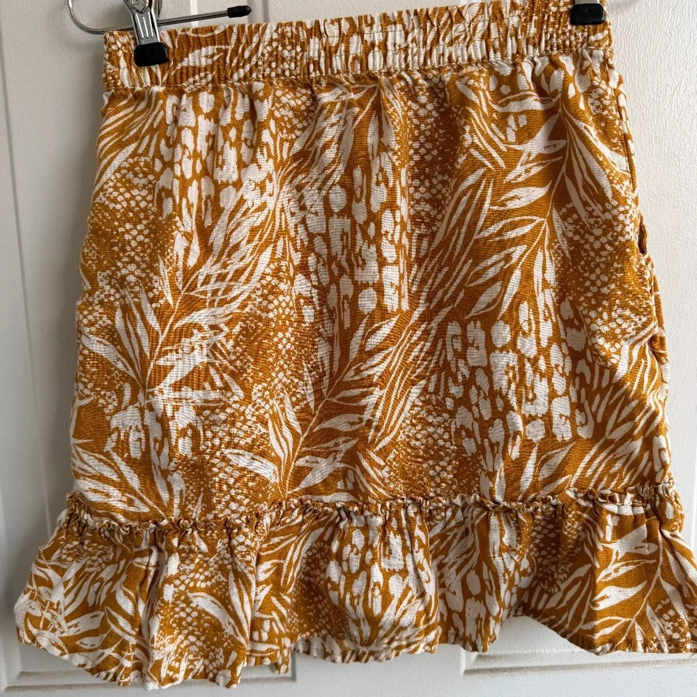 Christian Siriano | Linen Tropical Print‎ Skirt | Size XS